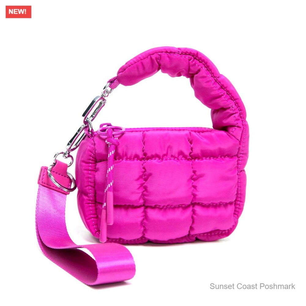 Mini Quilted Wristlet Bag Puffer Handbag Evening Clutch Lipstick Pouch